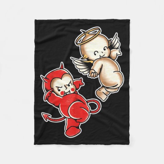 Kewpie Baby Duivel Engel Cherubs Fleece Deken (Voorkant)