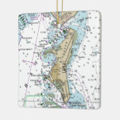 Key Biscayne FL Chart Keramisch Ornament (Links)