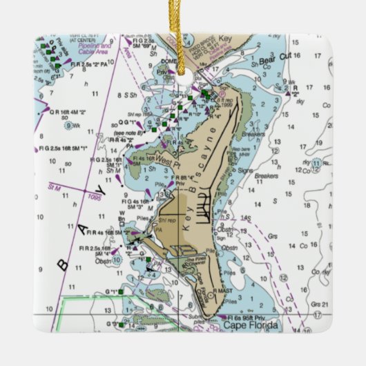 Key Biscayne FL Chart Keramisch Ornament (Voorkant)