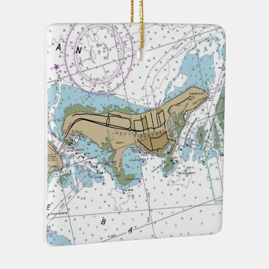 Key Biscayne Florida Nautical Chart Keramisch Ornament (Rechts)