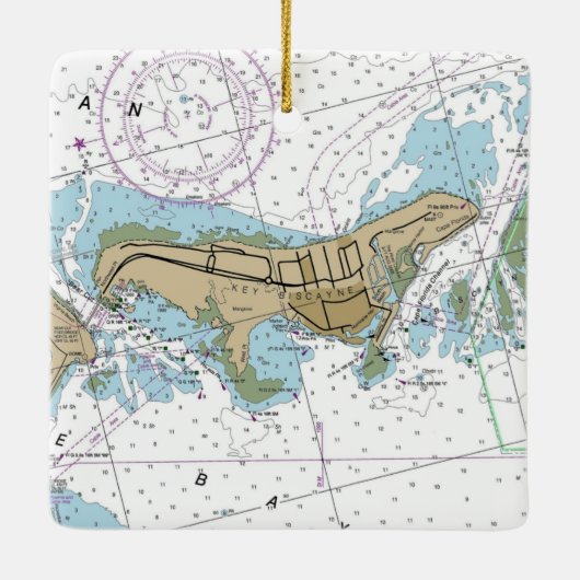 Key Biscayne Florida Nautical Chart Keramisch Ornament (Achterkant)