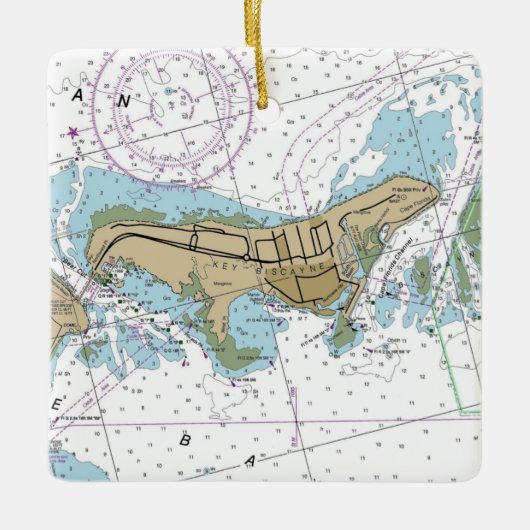 Key Biscayne Florida Nautical Chart Keramisch Ornament (Voorkant)