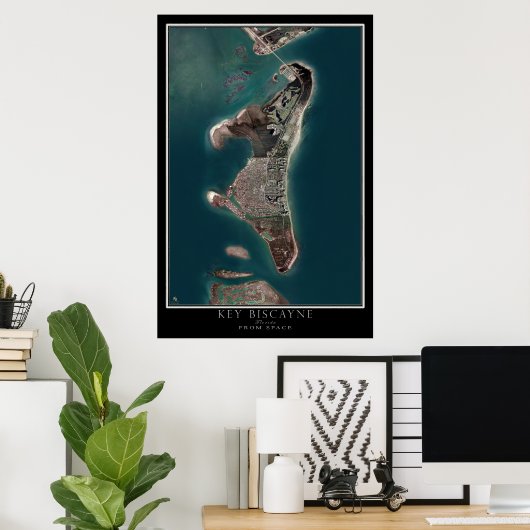 Key Biscayne Florida Satellite Poster Map (Thuiskantoor)