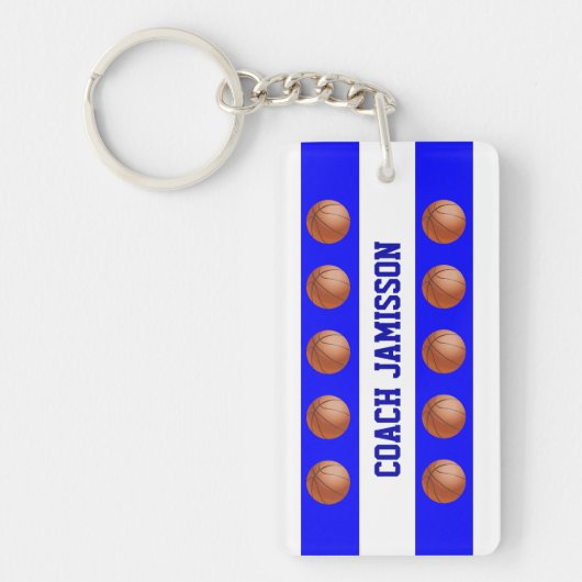 Key chain, Blue/White for Basketball Coach, Player Sleutelhanger (Voorkant)
