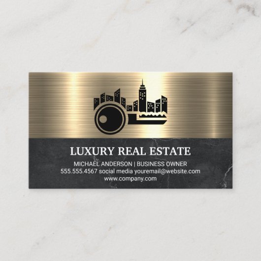 Key City Logo Metallic Gold Marble Visitekaartje (Voorkant)