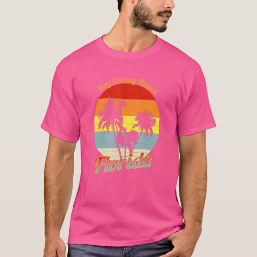 Key Colony Beach Florida Retro tropische palmbomen T-shirt (Voorkant)