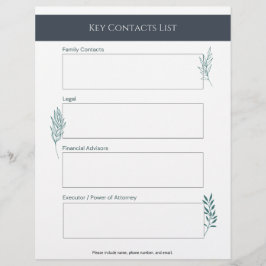 Key Contacts List Info Sheet Briefhoofd