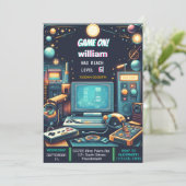 Key Fun Boy Cool Kinder Gaming Level Up 6th Verjaa Kaart (Staand voorkant)