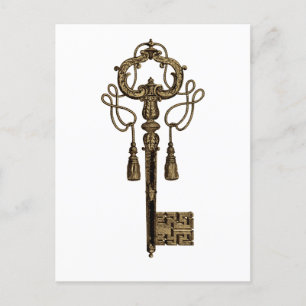 Key Heart Antiek Briefkaart  illustratie