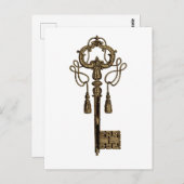Key Heart Antiek Briefkaart  illustratie (Voorkant / Achterkant)