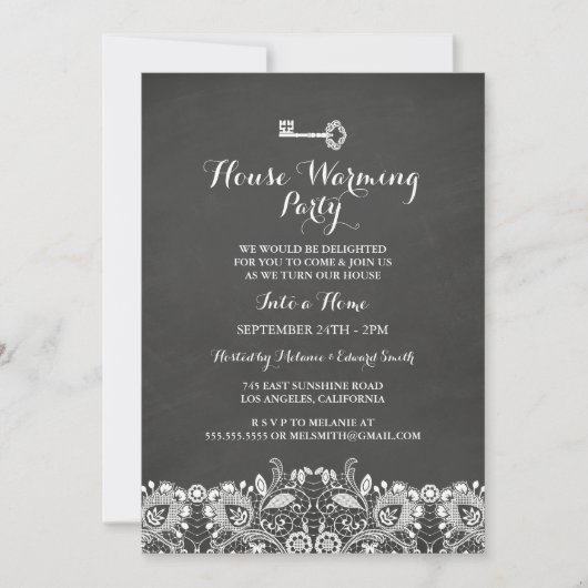  Key & Lace Housewarming Party Uitnodigen Kaart (Voorkant)