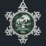 Key Largo Beach Florida Palm Green Pset Tin Sneeuwvlok Ornament<br><div class="desc">Key Largo Beach Florida Palm Tree Green Pset met kerstversiering</div>