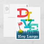 Key Largo Dive - Colorful Scuba Briefkaart (Voorkant / Achterkant)
