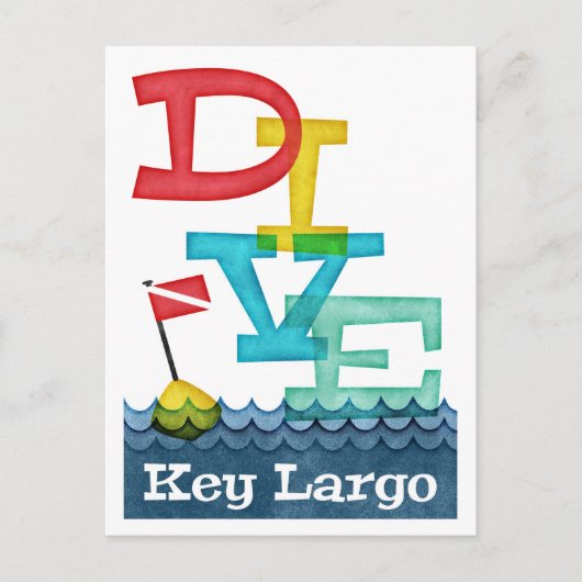 Key Largo Dive - Colorful Scuba Briefkaart (Voorkant)