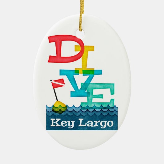 Key Largo Dive - Colorful Scuba Keramisch Ornament (Voorkant)