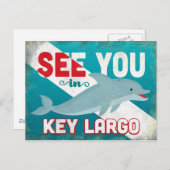 Key Largo Dolphin - Retro Vintage Travel Briefkaart (Voorkant / Achterkant)