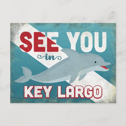 Key Largo Dolphin - Retro Vintage Travel Briefkaart (Voorkant)