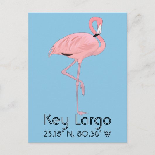 Key Largo FL Keys Flamingo Breedgraad Lengtegraad Briefkaart (Voorkant)