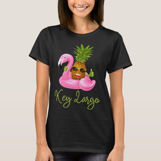 Key Largo Florida Beach Tropical Flamingo Pineapp T-shirt (Voorkant)