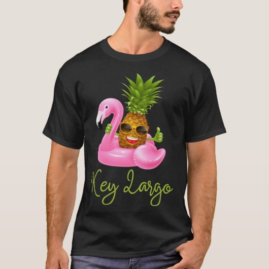Key Largo Florida Beach Tropical  Flamingo Pineapp T-shirt (Voorkant)