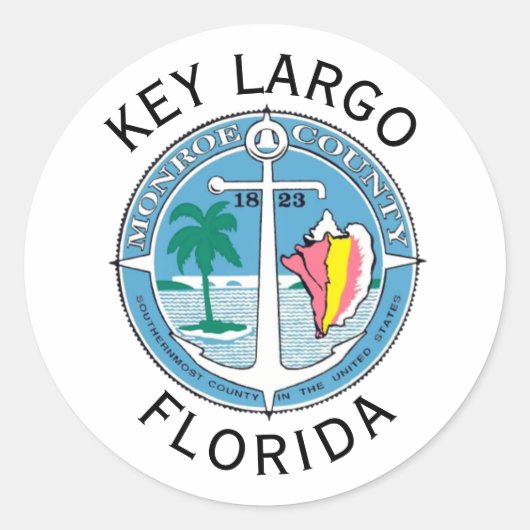 Key Largo - Florida Keys Ronde Sticker (Voorkant)
