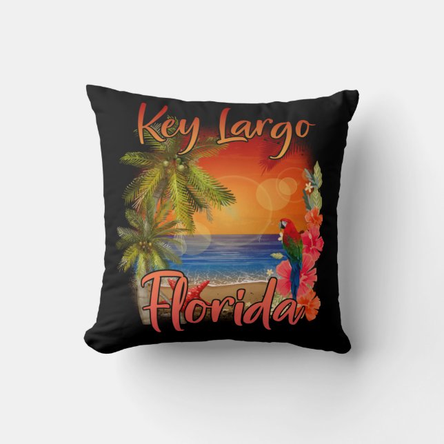 Key Largo Florida Keys Tropisch Strand Zonsonderga Kussen (Voorkant)