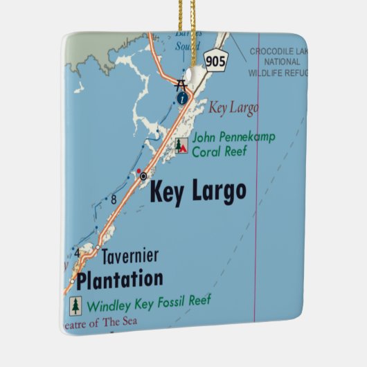 Key Largo Florida Map Keramisch Ornament (Rechts)