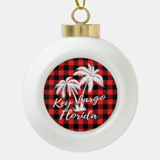 Key Largo Florida Palm Trees Beach Red Pset Keramische Bal Ornament