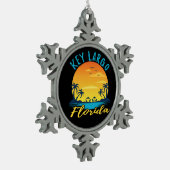 Key Largo Florida Palm Trees Beach Tin Sneeuwvlok Ornament (Links)