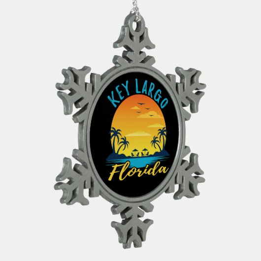 Key Largo Florida Palm Trees Beach Tin Sneeuwvlok Ornament (Links)