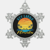 Key Largo Florida Palm Trees Beach Tin Sneeuwvlok Ornament (Voorkant)