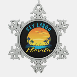 Key Largo Florida Palm Trees Beach Tin Sneeuwvlok Ornament