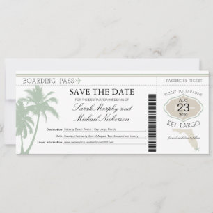 Key Largo Florida Save the Date Boarding Pass