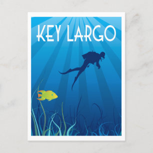 Key Largo Illustratie met Duiker en Vis Briefkaart