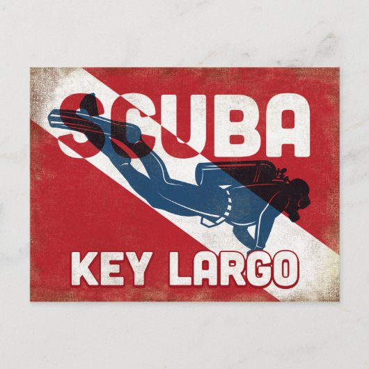 Key Largo Scuba Diver - Blue Retro Briefkaart (Voorkant)