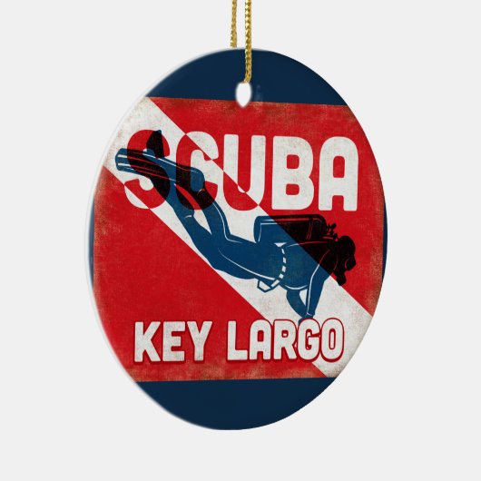 Key Largo Scuba Diver - Blue Retro Keramisch Ornament (Rechts)