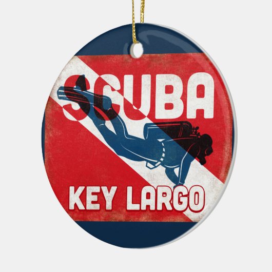 Key Largo Scuba Diver - Blue Retro Keramisch Ornament (Links)
