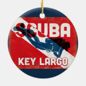 Key Largo Scuba Diver - Blue Retro Keramisch Ornament (Achterkant)