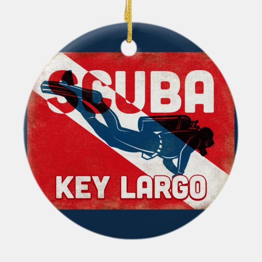 Key Largo Scuba Diver - Blue Retro Keramisch Ornament (Achterkant)