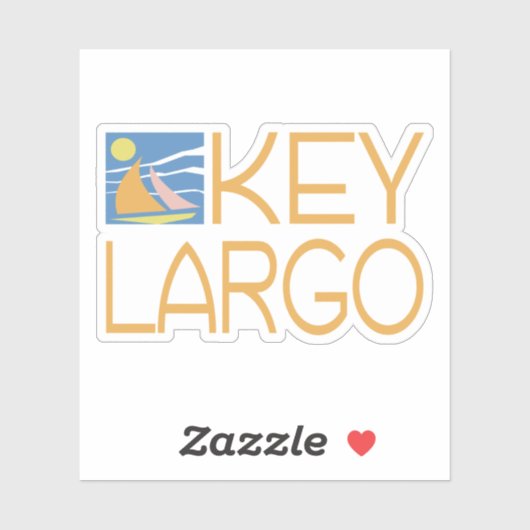 Key Largo typografisch ontwerp met boot Sticker (Vel)