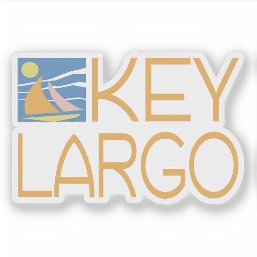 Key Largo typografisch ontwerp met boot Sticker (Voorkant)