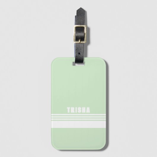 Key Lime Groen moderne preppy klassieke strepen Bagagelabel (Voorkant (verticaal))
