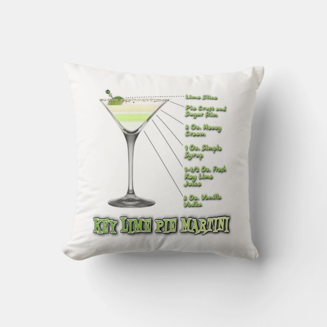 Key Lime Pie Martini Cocktail Recept Kunst Kussen (Voorkant)