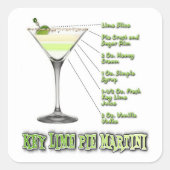 Key Lime Pie Martini Cocktail Recept Kunst Vierkante Sticker (Voorkant)