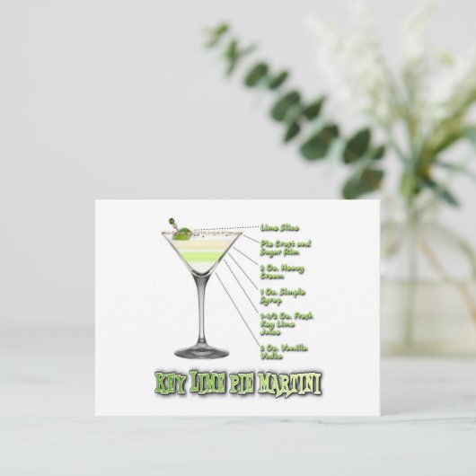 Key Limoen Pie Martini Cocktail Recipe Art Briefkaart (Staand voorkant)