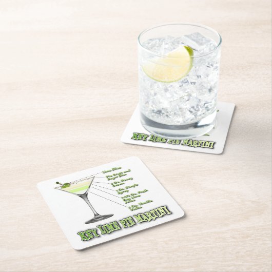 Key Limoen Pie Martini Cocktail Recipe Art Kartonnen Onderzetters (Insitu)