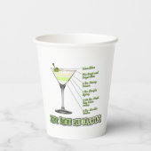 Key Limoen Pie Martini Cocktail Recipe Art Papieren Bekers (Achterkant)