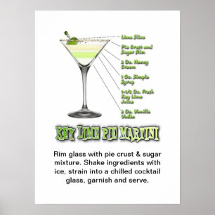 Key Limoen Pie Martini Cocktail Recipe Art Poster