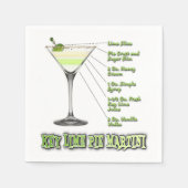 Key Limoen Pie Martini Cocktail Recipe Art Servet (Voorkant)