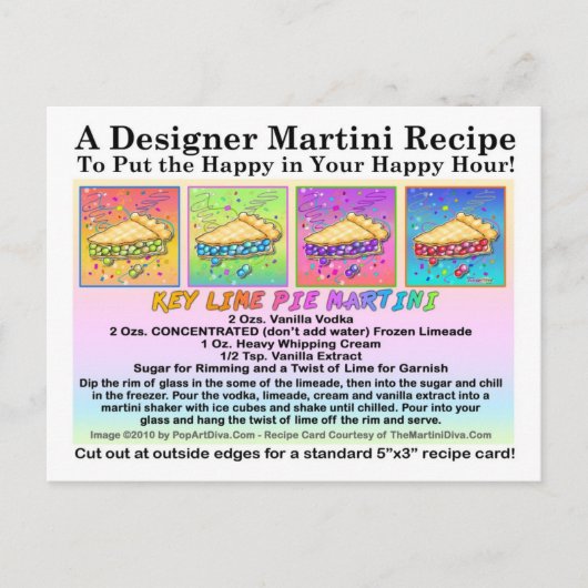 Key Limoen Pie Martini Recept Kaart Briefkaart (Voorkant)